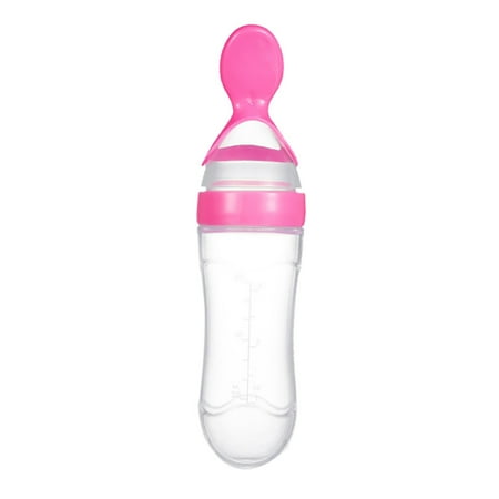 BCMMKLPP Baby Silicone Feeding Bottle with Spoon Food Rice Cereal Feeder