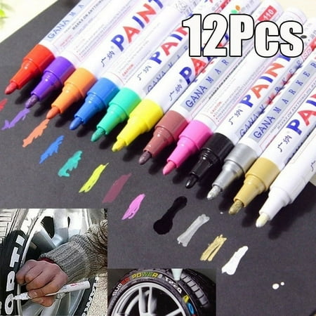 12Pcs New 12 Colors Waterproof Pen Car Tyre Tire Pen Permanent Paint Markers Oil Marker Pen stationery item