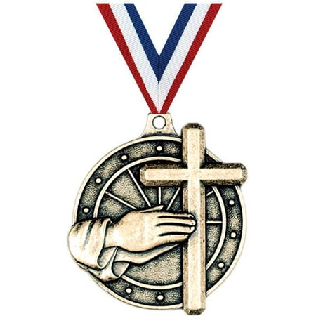 Religious Cross Medals  2  Gold Diecast Religious Cross Medal Award 1 Pack