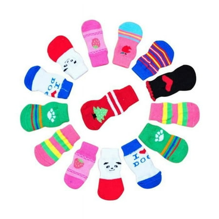 Native Pet 4Pcs Cute Puppy Dogs Pet Knits Socks Slip Bottom M Pet Day