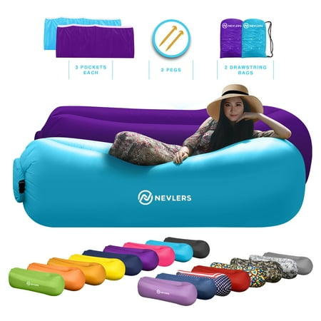 Mockins Inflatable Air Lounger for Camping and the Beach  Purple & Blue