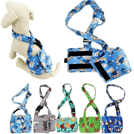 PACK of 5 Colors WASHABLE Dog Diaper for MALE Boy FLEECE Belly Band Reusable with SUSPENDER size Large (waist: 16  - 19 )