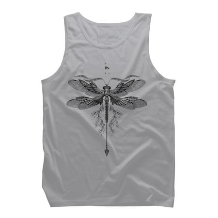 Dragonfly Tattoo Mens Athletic Heather Cream Graphic Tank Top - Design By Humans L