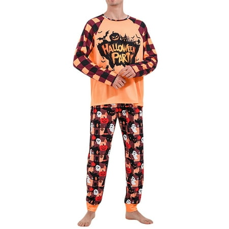 Halloween Family Matching Pajamas Pjs Set Cartoon Print Holiday Party Sleepwear Loungewear for Adult Kids