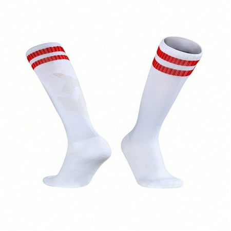 Estbridge Kids‘ Thin Sports Socks Boys‘ Anti-Slip Football Socks And Girls‘ Striped Knee-High Soccer Socks