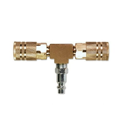 Primefit 2-Way T-Style Air Manifold with Couplers and Plug - Brass - 0.25 x 0.37 in.