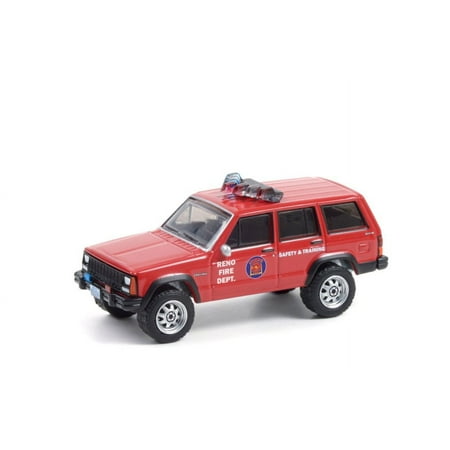 Reno Fire Department (Nevada) 1990 Jeep Cherokee  Red - Greenlight 67010D/48 - 1/64 scale Diecast Model Toy Car