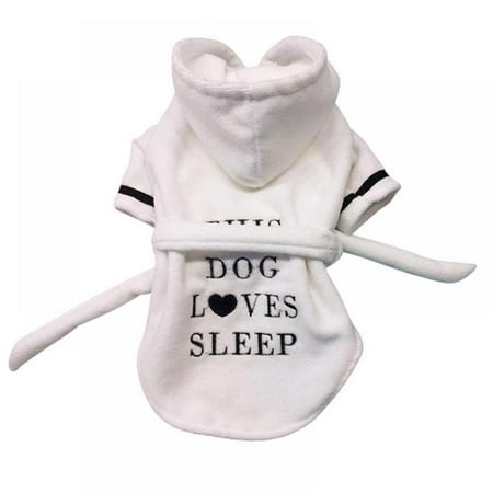 Pet Bath Super Absorbent Cotton White Robe Coral Comfortable Thickened Pet Hooded Nightgown Pajamas