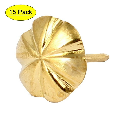 Uxcell 16mm Dia Upholstery Nail Decorative Tack Stud Push Pin Thumbtack Gold Tone 15PCS